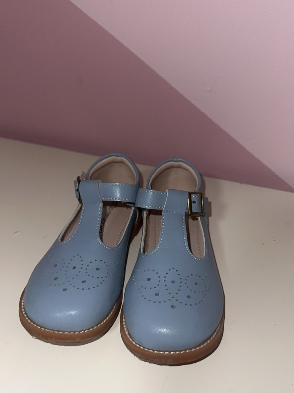 Kids Blue T-Strap Dress Shoes